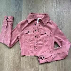 COLLUSION by ASOS Pink Corduroy Cropped Overshirt | Women's 0
